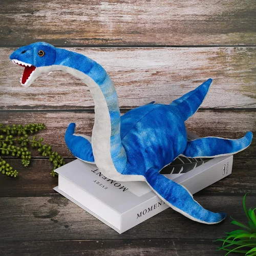 Vista 4 de AULUDA Peluche de Plesiosaurus, dinosaurio de peluche para lanzar, muñeco de almohada de peluche suave y amigable azul, cojín para abrazar - Regalo