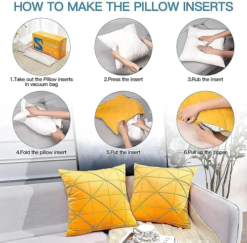 Vista 9 de OTOSTAR Insertos de almohada de alta calidad para exteriores, 18 x 18 pulgadas, impermeables, paquete de 4 rellenos cuadrados, rellenos decorativos