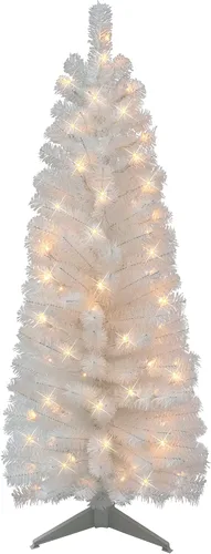 Vista 11 de Árbol de oropel negro preiluminado de 4.5 pies, 160 puntas, 70 luces incandescentes transparentes UL