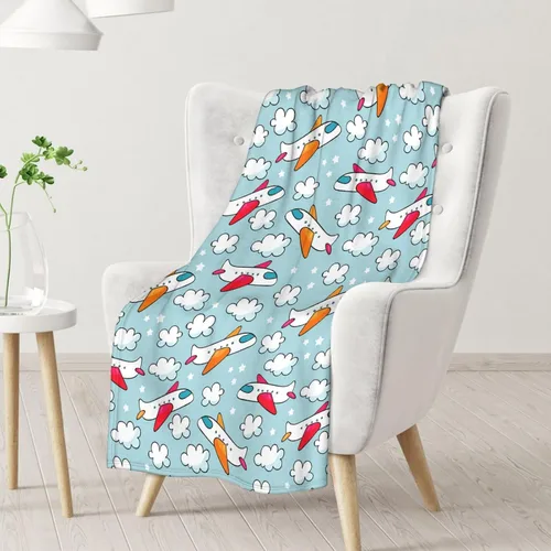 Vista 2 de Manta de avión para regalo, 30 x 40 pulgadas, bonita manta para niños y adultos, manta suave y mullida verde claro para sofá, oficina