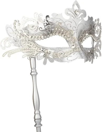 Vista 9 de Hoshin Máscara de mascarada con palo, decoraciones de Mardi Gras, máscaras venecianas para mujer
