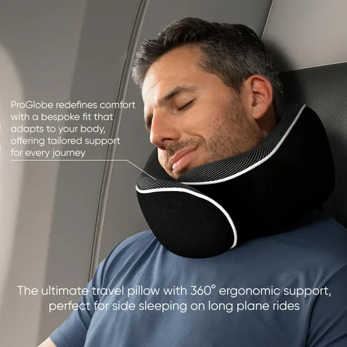 Vista 6 de Proglobe Almohada ortopédica para el cuello, almohadas cervicales de viaje para aviones, kit de espuma viscoelástica, soporte para la cabeza