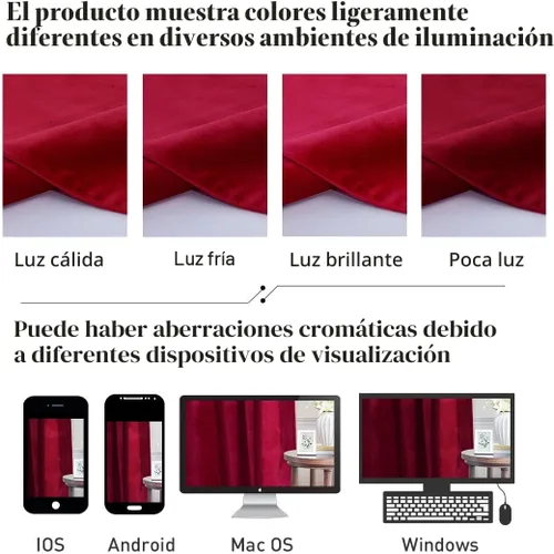 Vista 9 de StangH - Cortinas de terciopelo rojo para dormitorio, decoración navideña, 42 pulgadas de ancho x 84 pulgadas de largo, 2 paneles *Serie Otoño - Rojo