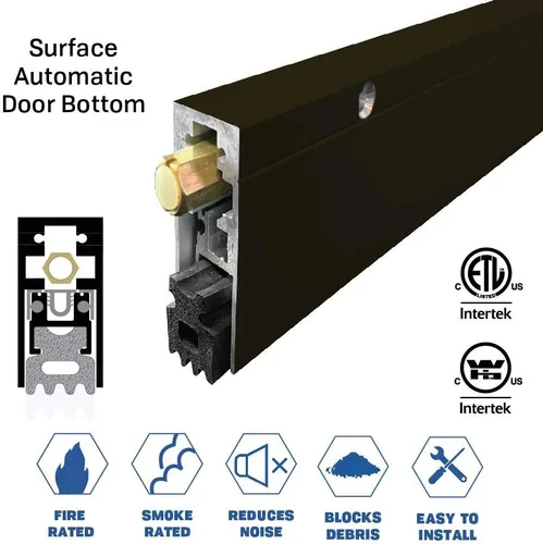 Vista 3 de Parte inferior automática de la puerta con extrusión de goma de neopreno de esponja en aluminio anodizado negro (7163BK), SMS #8 x 1-1/2 pulgadas