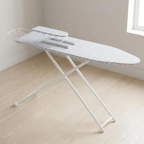 Vista 8 de Tabla de planchar plegable de 43 x 13 pulgadas, tabla de planchar de altura ajustable con cubierta resistente al calor y soporte de plancha, tabla