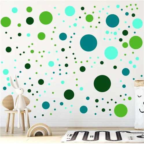 Vista 11 de Más de 500 calcomanías de pared de círculos de lunares surtidos para dormitorio de niños, sala de estar, aula, sala de juegos, calcomanías de pared