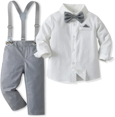 Vista 19 de SALNIER Conjunto formal de esmoquin para niños pequeños B-Negro