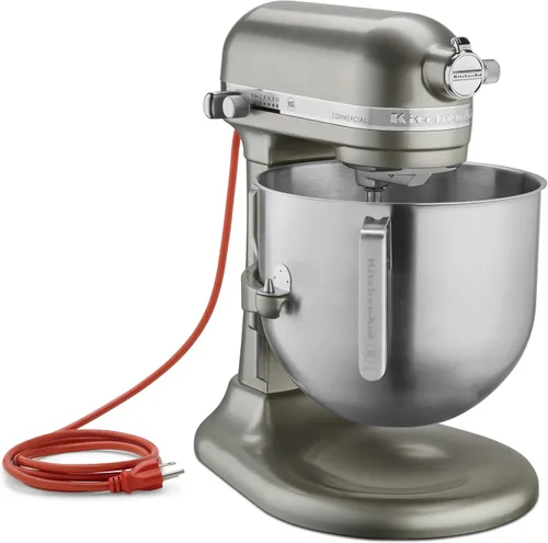 Vista 4 de KitchenAid KSM8990CU Mezclador comercial de encimera de 8 cuartos de galón, 10 velocidades, impulsado por engranajes, contorno plateado