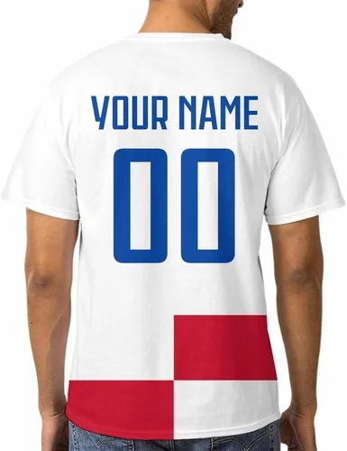 Vista 3 de Camiseta de fútbol personalizada para hombres, mujeres, jóvenes, S-5XL, diseño de bandera personalizada, número de nombre, regalo para fanáticos