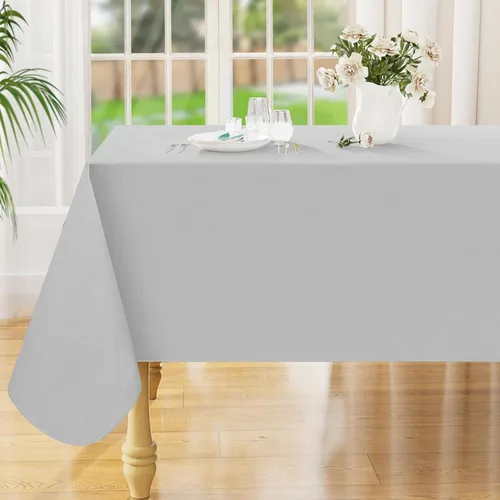 Vista 8 de Smiry Mantel cuadrado de vinilo impermeable de 54x54 pulgadas, protector de manteles de vinilo lavables, funda de mesa resistente a derrames de Beige