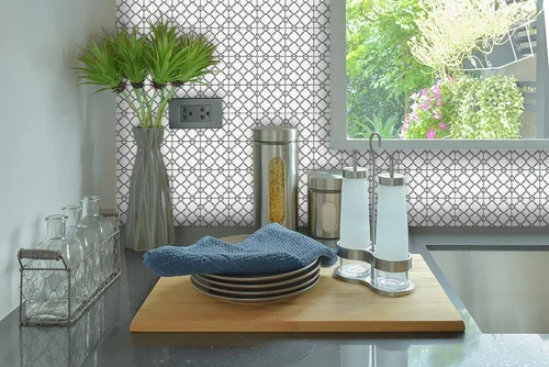 Vista 7 de Mi Alma calcomanías para azulejos en blanco y negro para despegar y pegar calcomanías de azulejos, 24 unidades, para azulejos de baño y cocina
