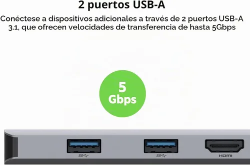 Vista 7 de Belkin Concentrador USB-C, estación de acoplamiento multipuerto USB-C 5 en 1 para MacBook y Windows con HDMI 4K 1.4, 2 USB-A 3.1, SD 3.0 y Micro SD