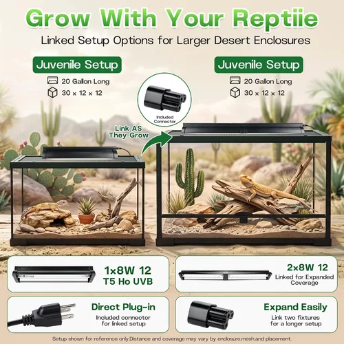 Vista 7 de UVB Light for Reptiles 12in 8W T5 HO 10.0 UVB Kit w/Bulb Dragon Tank Black