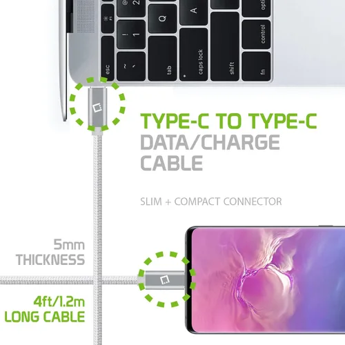 Vista 2 de Cable de carga rápida dual USB-C/PD de 60 W compatible con Nothing Ear 1 Plus 5Gbps transferencia de datos para entrega de energía de alta capacidad
