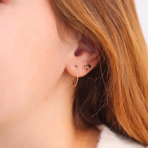 Vista 6 de Aretes de aro finos martillados, elegantes plata esterlina geométrica sólida, relleno de oro y relleno de oro rosa; para mujer por Lotus Stone