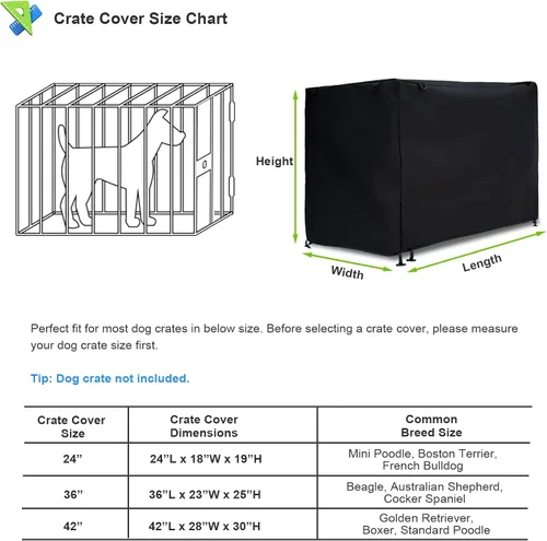 Vista 2 de Funda impermeable para jaula de perro de 24 pulgadas, para protección en exteriores e interiores, duradera, resistente al viento, ajuste universal