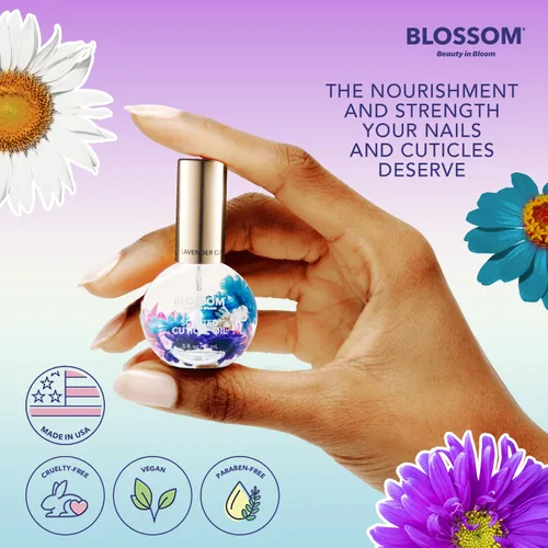 Vista 3 de Blossom Aceite para cutículas hidratante, hidratante, fortalecedor, perfumado, infundido con flores reales, fabricado en Estados Unidos, 0.42 fl.