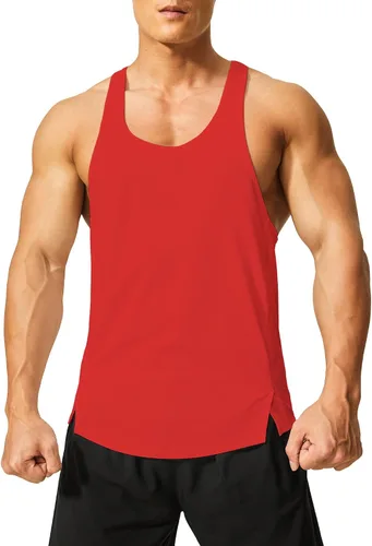 Vista 3 de DEMOZU Camiseta sin mangas para hombre con espalda en Y para culturismo, entrenamiento muscular, atletismo, correr, gimnasio