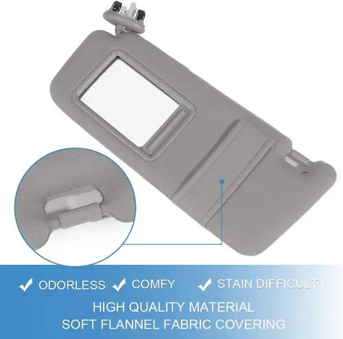 Vista 7 de ECCPP Parasol gris para el lado izquierdo del conductor para Toyota Camry Sedan de 4 puertas con luz de tocador para Toyota Camry Sedan de 4 puertas
