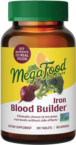 Vista 10 de MegaFood Suplemento de hierro constructor de sangre, apoyo energético, vegano, 30 tabletas Increase Iron Levels Without Side Effects, Improves