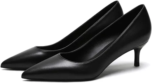 Vista 4 de Eldof Zapatos de tacón de gatito para mujer con punta puntiaguda, tacones bajos, zapatos cómodos de 2.6 pulgadas para vestido, fiesta, oficina