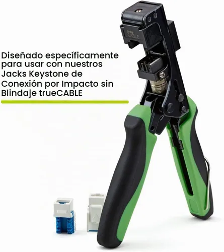 Vista 2 de TRUE CABLE Herramienta de Terminación de Jack Keystone RJ45 de 90 Grados, Conexión de Cable Ethernet UTP Cat5e/Cat6/Cat6A de EZ Terminación Punch