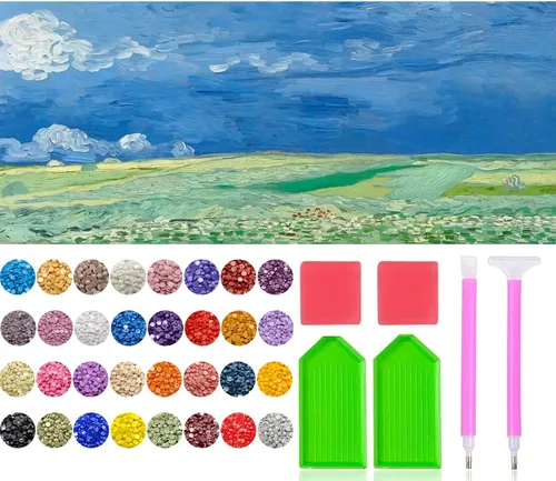 Vista 12 de JesMolla Kit de pintura de diamante cuadrado completo 5D por números para adultos, kits de pintura de diamantes cuadrados de taladro completo, kit