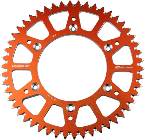 Vista 4 de SCAR Piñón trasero de aleación de aluminio compatible con KTM SX SXF EXC EXCF XC XCW XCF XFCW 125 150 250 300 350 450 500 93-26, naranja - 48 dientes
