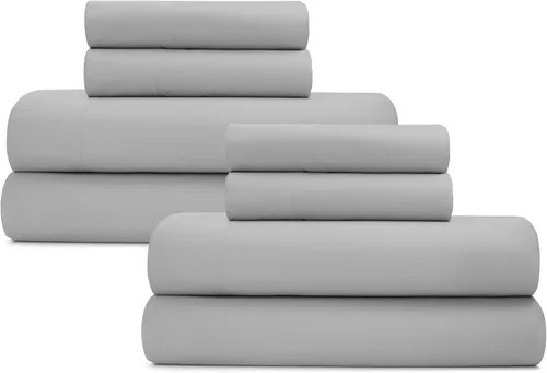 Vista 22 de California Design Den Juego de 2 sábanas individuales - 100% algodón orgánico, sensación de percal crujiente y transpirable, sábanas blancas