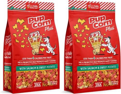 Vista 17 de Pup Corn Plus - Golosinas para perros infladas con prebióticos y probióticos - Pollo y queso cheddar (24 onzas) - Fabricado en Estados Unidos