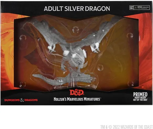 Vista 2 de Las maravillosas miniaturas de D&D Nolzur: Dragón plateado adulto