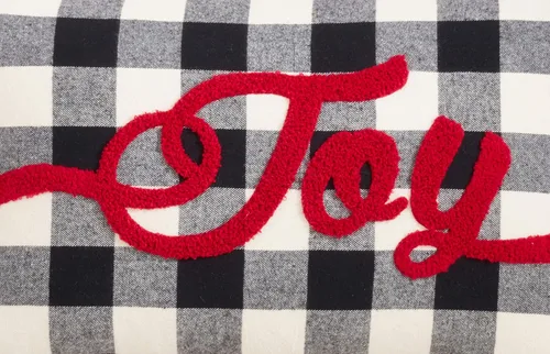 Vista 3 de SARO LIFESTYLE DAMA di Natale Collection Buffalo Plaid Joy - Almohada rellena de poliéster, 12 x 20 pulgadas, color negro