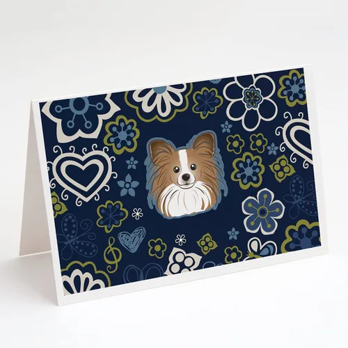 Vista 8 de Caroline's Treasures BB5095GCA7P - Tarjetas de felicitación y sobres con diseño de flores azules y sabuesos afganos, paquete de 8 tarjetas en blanco