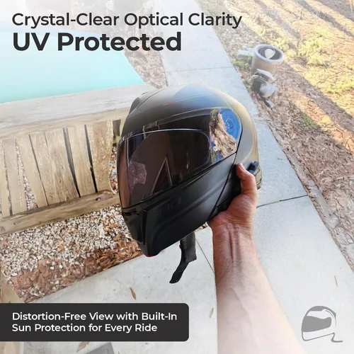 Vista 3 de The Helmet Shop HJ-33 Visor transparente claro para casco de motocicleta compatible con HJC i90, i91 y cascos modulares Harley – Protector