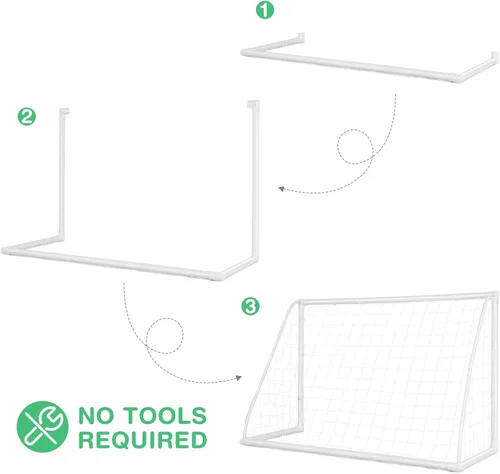 Vista 4 de GYMAX Portería de fútbol, porterías de fútbol para patio trasero con red para todo tipo de clima, estaca de tierra y bridas de cremallera, marco