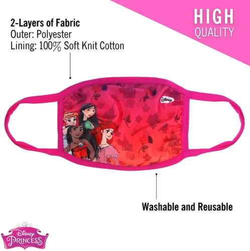 Vista 5 de Concept One Disney Princesses - Mascarilla de tela con licencia oficial lavable paquete de 3