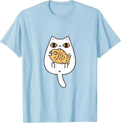 Vista 14 de Lindo gato playera Taiyaki y gato camisa Blanco