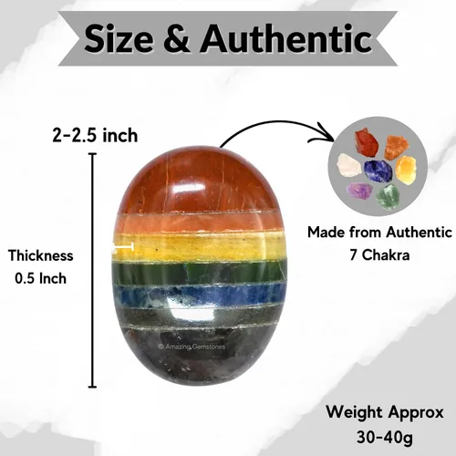 Vista 3 de Piedras de Siete Chakras de Amazing Gemstone y Piedras Curativas - Grandes Piedras de Palma de Cristal - Cristal para Buena Suerte, Energía Positiva