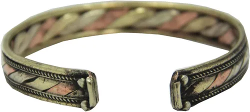 Vista 2 de Pulsera tibetana de terapia de medicina trenzada de 3 metales Nepal