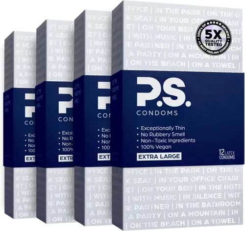 Vista 15 de PS Preservativos de látex excepcionalmente finos para hombres, inodoros y 100% veganos, condón lubricado ultrafino, 40% más delgado y transparente