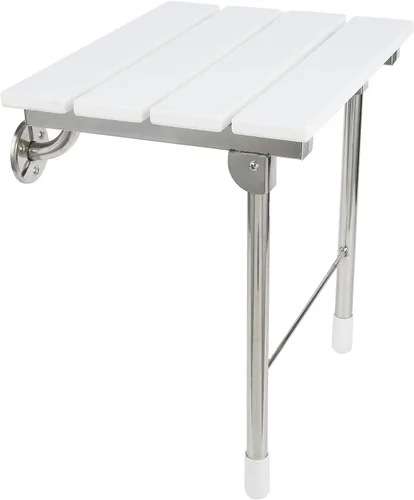 Vista 4 de Asiento de ducha plegable con montaje en pared - Plegable hacia arriba y hacia abajo, banco para personas con discapacidad para personas mayores