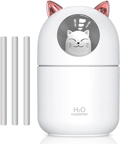 Vista 5 de Humidificador pequeño portátil, 10.1 fl oz, mini humidificador de niebla fría con luz nocturna, humidificador personal USB apagado automático, ultra