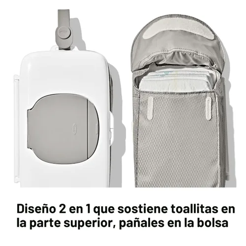 Vista 3 de Dispensador de Toallitas OXO Tot On-The-Go con Bolso para Pañales, Gris