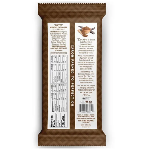 Vista 3 de Missy J's Organic Carob Dark Delights - Barra de caramelo de café sin azúcar, 3 onzas, paquete de 12 unidades, vegano, sin gluten y cafeína