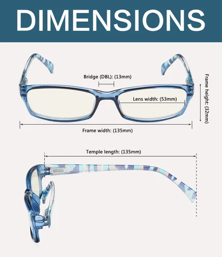 Vista 2 de Gafas de computadora de moda para mujer, diseño de patrones (azul, 0.00)
