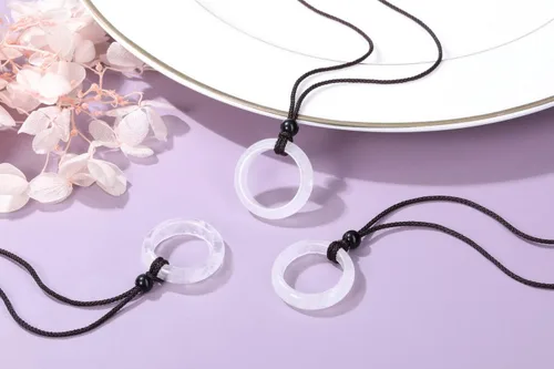 Vista 3 de PESOENTH Collar con colgante de cristal curativo para mujer, cristales de amatista púrpura natural, piedras preciosas de cuarzo, collar de cordón