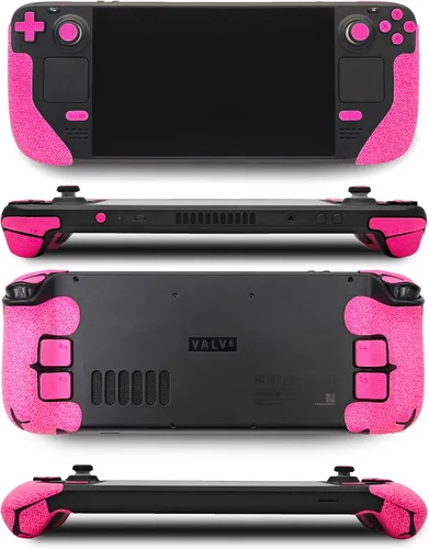 Vista 2 de Controller Grip for Steam Deck,Textured Skin kit,for Steam Deck Anti-Skid Sweat-Absorbent Controllers Handle Grips, Buttons (Normal-Fluorescent Pink)