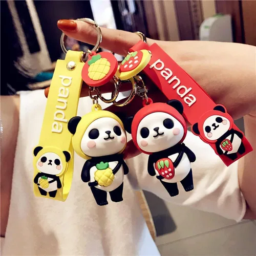 Vista 3 de HSYHERE Lady Girl Lindo PVC Panda Llavero Creativo Regalo de Año Nuevo Animal Colgante Llavero de Metal Llavero