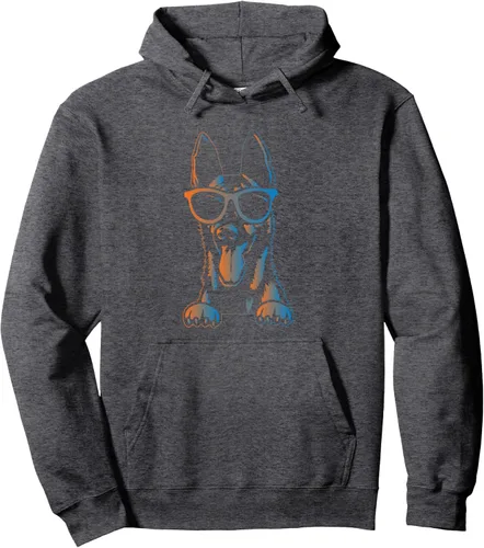 Vista 4 de Sudadera con capucha estilo malinois estilo retro vintage de pastor belga malinois belga, Negro