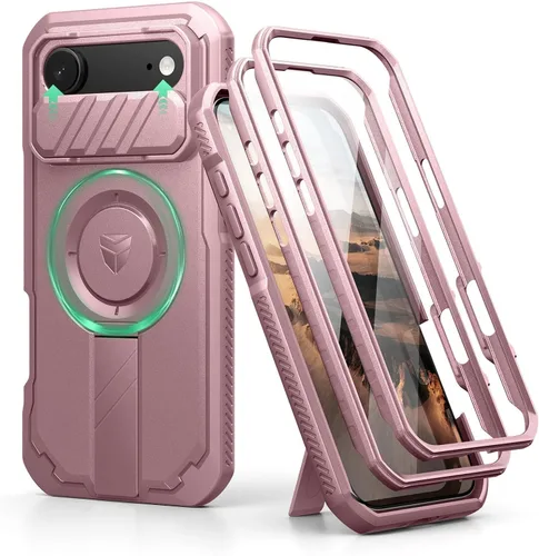 Vista 95 de Dexnor - Funda para iPhone 12 & iPhone 12 Pro con tapa deslizante para cámara, soporte ajustable y protector de pantalla integrado, carcasa